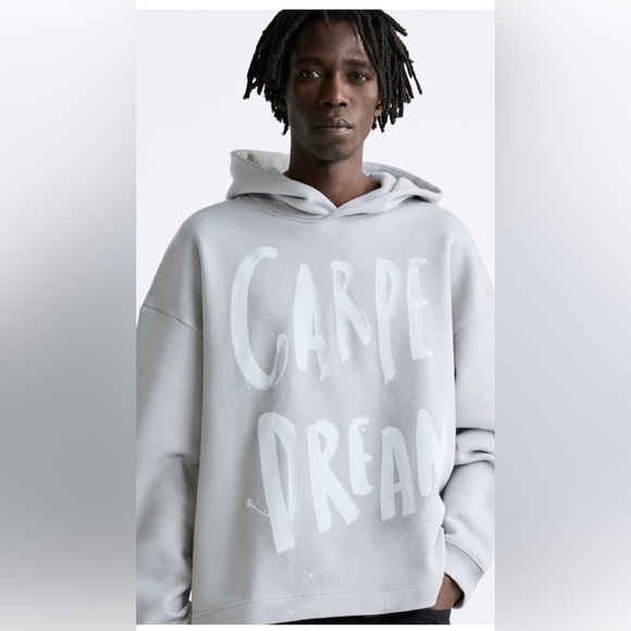 Zara Hoodie Com Estampado Mensagem Salventius- size small - Picture 1 of 10